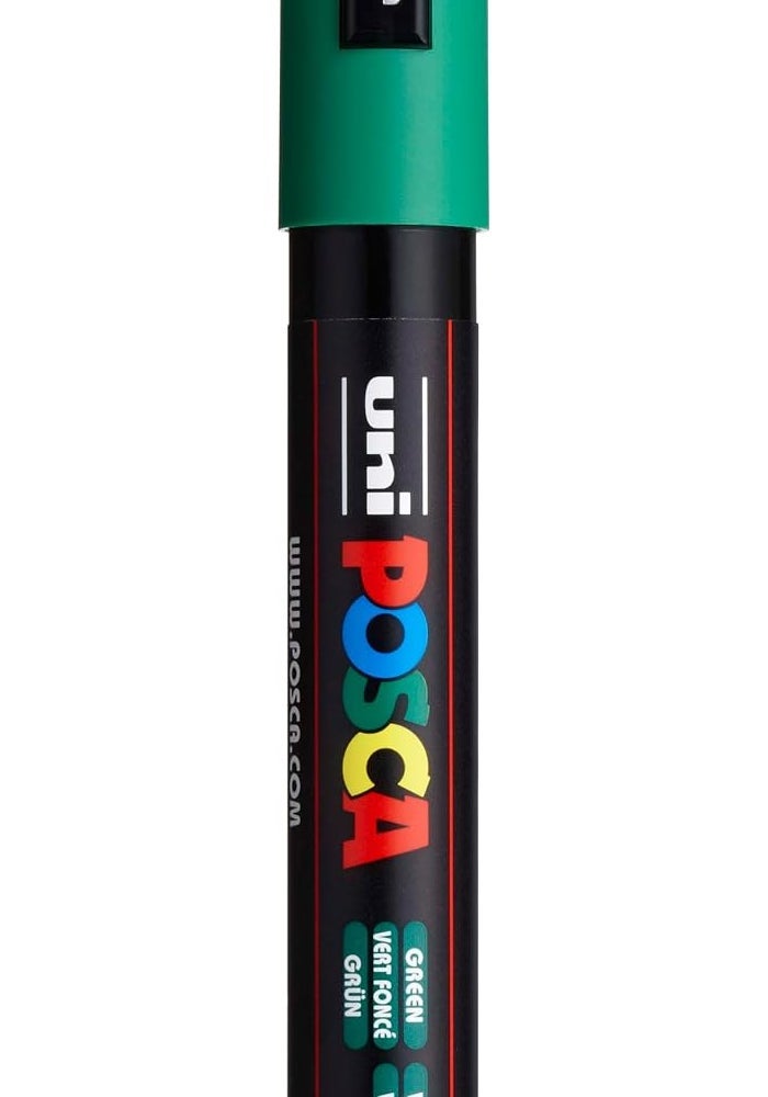 uni-ball PC-5M Medium Green Marker - Water-Based Opaque Paint for 50+ Surfaces - Image 1