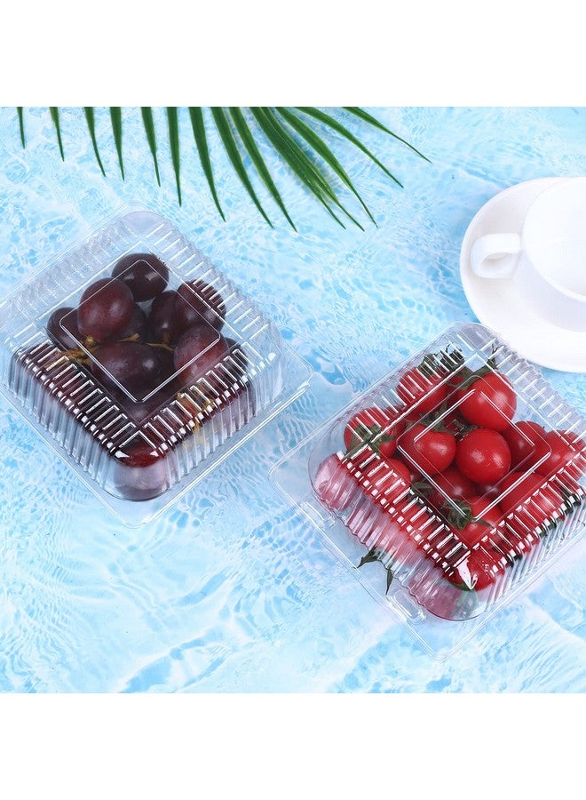 Haomian 100 Pcs 5x5 Inch Clamshell Take Out Tray Take Out Containers Plastic Hinged Food Containers Disposable Takeout Box Transparent Carry Out Container to Go Box for Restaurants Delivery Takeout - Image 5