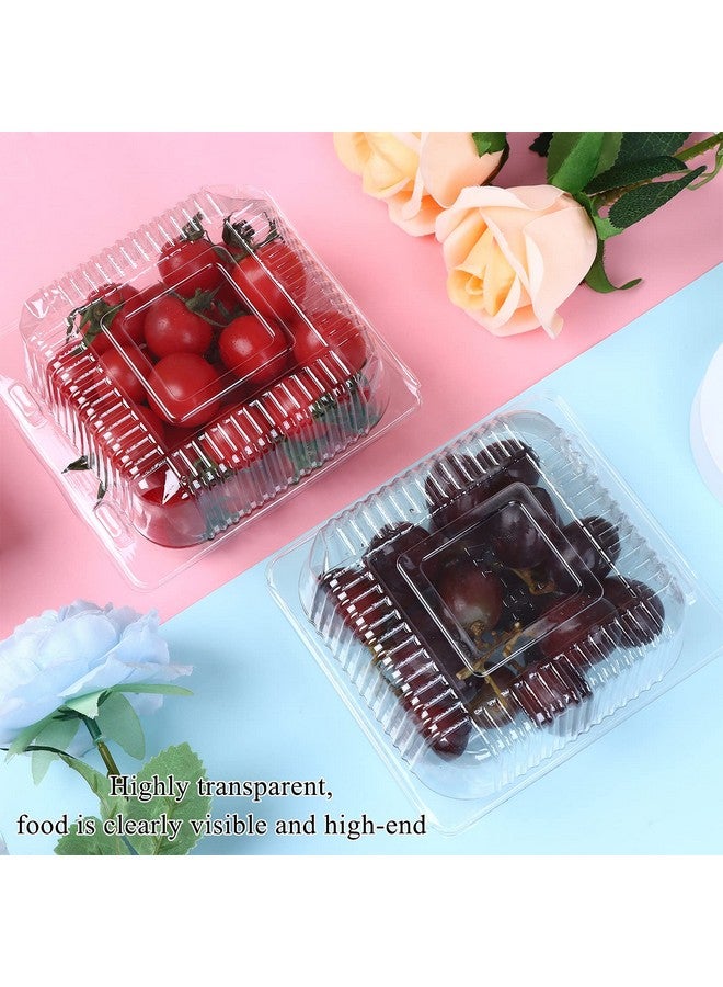 Haomian 100 Pcs 5x5 Inch Clamshell Take Out Tray Take Out Containers Plastic Hinged Food Containers Disposable Takeout Box Transparent Carry Out Container to Go Box for Restaurants Delivery Takeout - Image 4