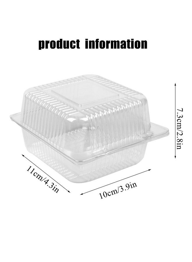 Haomian 100 Pcs 5x5 Inch Clamshell Take Out Tray Take Out Containers Plastic Hinged Food Containers Disposable Takeout Box Transparent Carry Out Container to Go Box for Restaurants Delivery Takeout - Image 2
