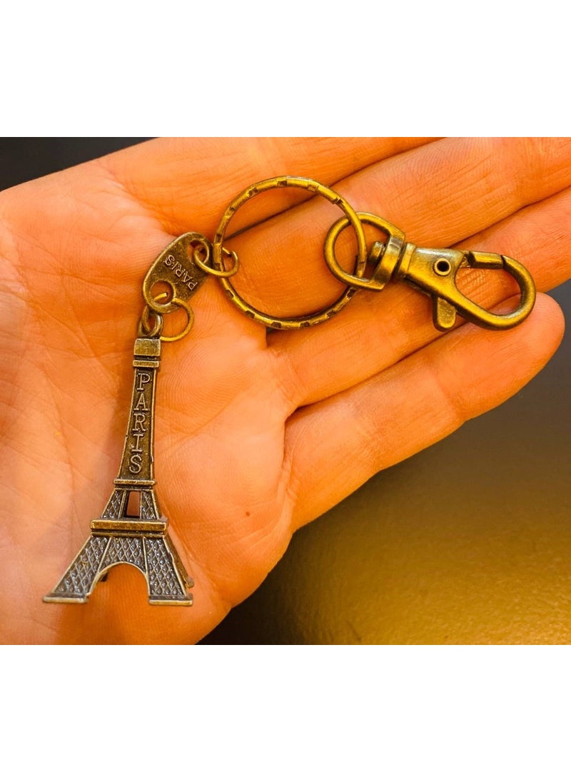 MYK Hediye ve Sanat Atölyesi MYK Gift and Art Workshop Keychain Eiffel Tower Special Brass  - Image 2