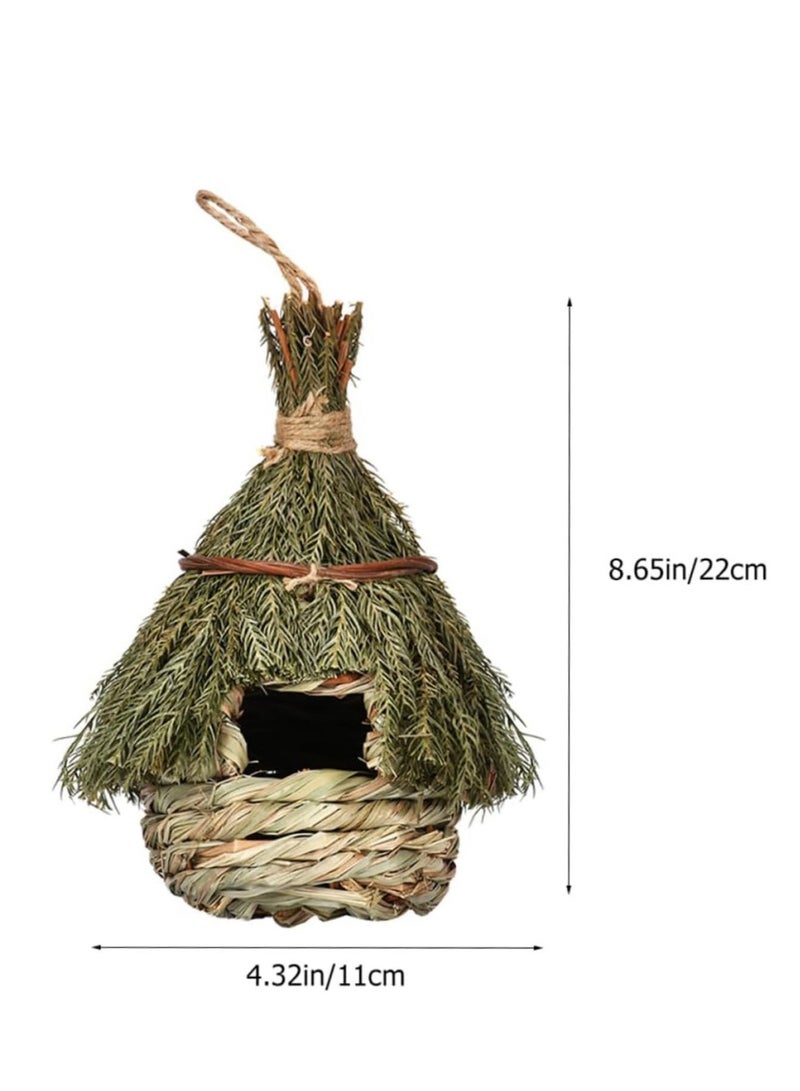 SYOSI Bird Nest Straw Rope Woven Bird Nest Bird House for outside Woven Nest Birds Warm Bird House Aquatic Rope Natural Pine Needles Bird House Gardening Decor Outside Bird House - Image 5