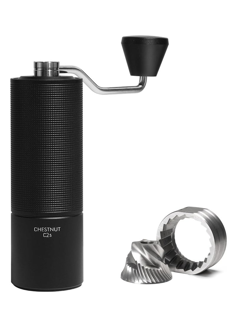 TIMEMORE - TIMEMORE Chestnut C2S Manual Coffee Grinder Stainless Steel S2C Conical Burr Coffee Grinder, Capacity 25g Hand Coffee Bean Grinder, Adjustable Grinder Setting, Double Bearing Positioning (Black) - Image 1