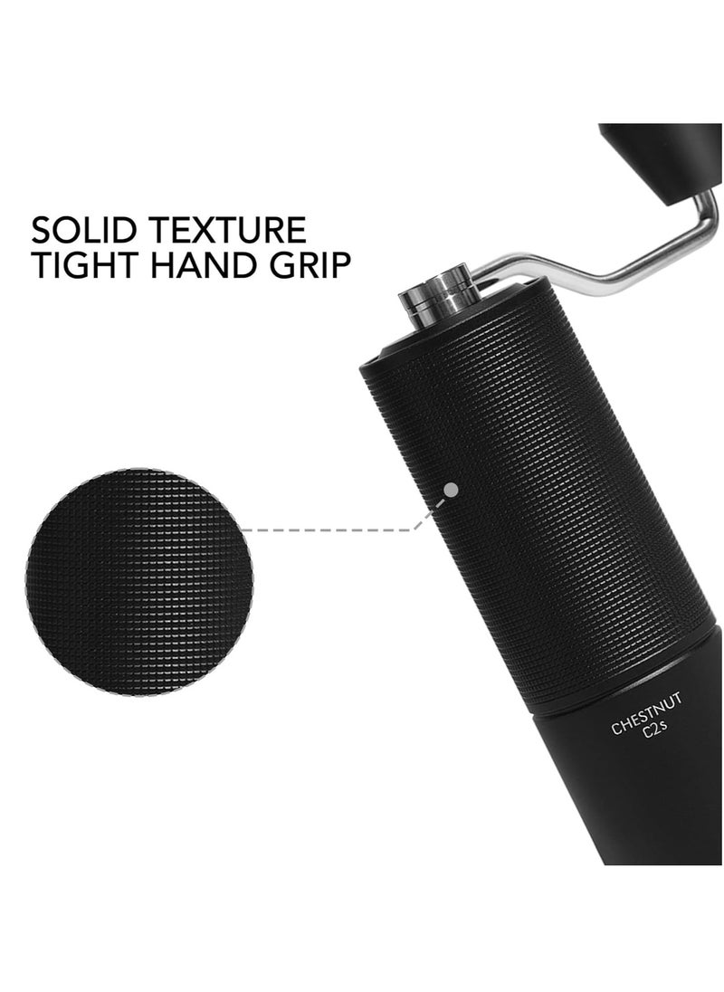 TIMEMORE - TIMEMORE Chestnut C2S Manual Coffee Grinder Stainless Steel S2C Conical Burr Coffee Grinder, Capacity 25g Hand Coffee Bean Grinder, Adjustable Grinder Setting, Double Bearing Positioning (Black) - Image 1