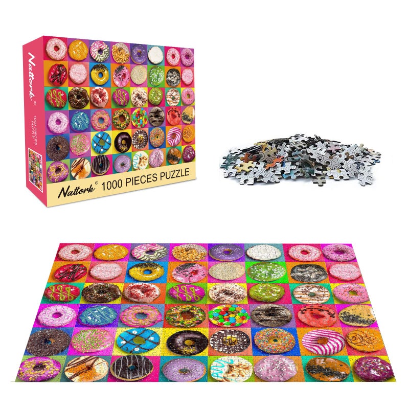 Nattork Jigsaw Puzzles 1000 Pieces for Adults, Families (Donuts) Pieces Fit Together Perfectly - Image 2