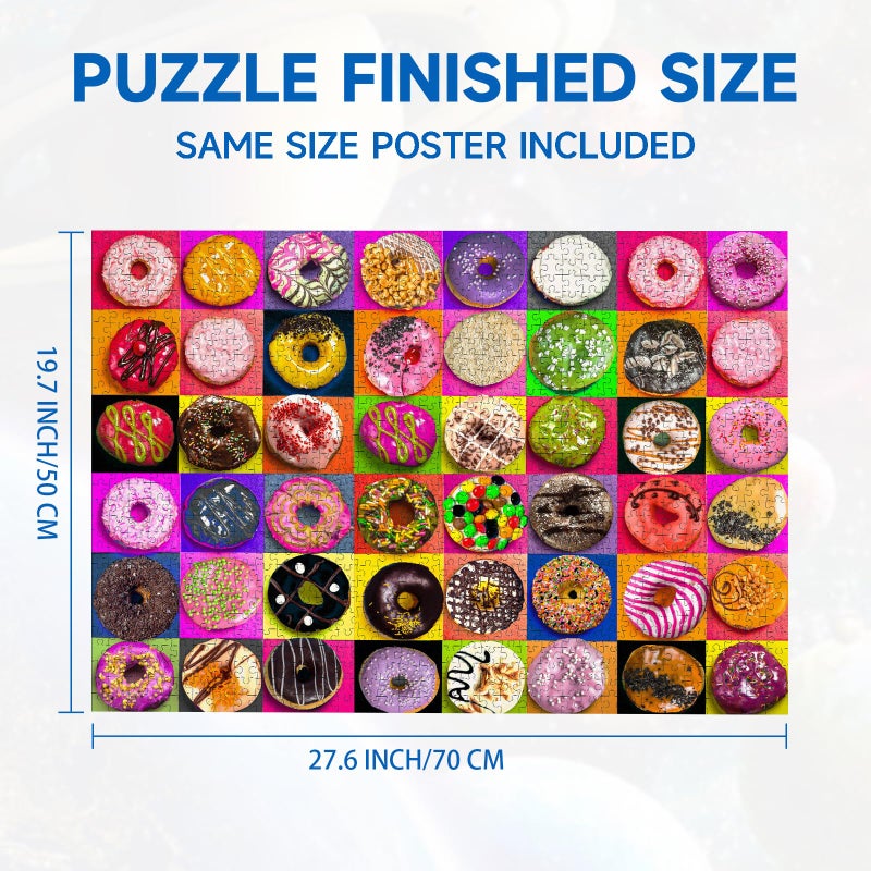 Nattork Jigsaw Puzzles 1000 Pieces for Adults, Families (Donuts) Pieces Fit Together Perfectly - Image 4