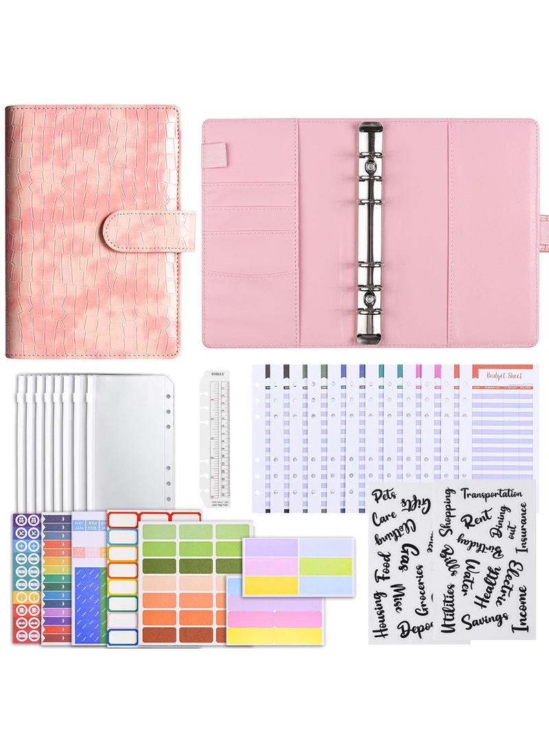 Generic Budget Binder with Zipper Envelopes, Cash Envelopes for Budgeting, PU Leather Budget Binder Planner with Clear Zipper Envelopes, Budget Sheets for Budgeting, Saving Money(Pink)  - Image 1