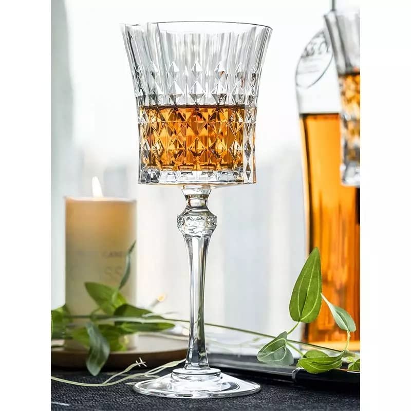 HAPPY BORN Curve Wine Glass Wine Glass 170 ML Set of 6 Elegant Bar Glassware for Champagne Glass WaterJuiceBeer and Cocktails and Mixed Drinks Glass and Unique Long Champ Wine Glass - Image 1