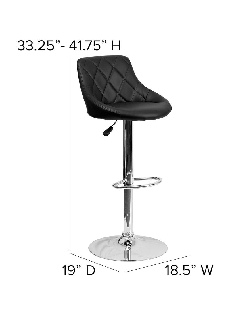 Sabir & Bros Furniture LLC - SBF Height Adjustable Bar Stools | Set of 2 PU Leather Swivel Chairs with Backrest and Footrest | Hydraulic Chrome Base for Kitchen & Dining, Black - Image 1