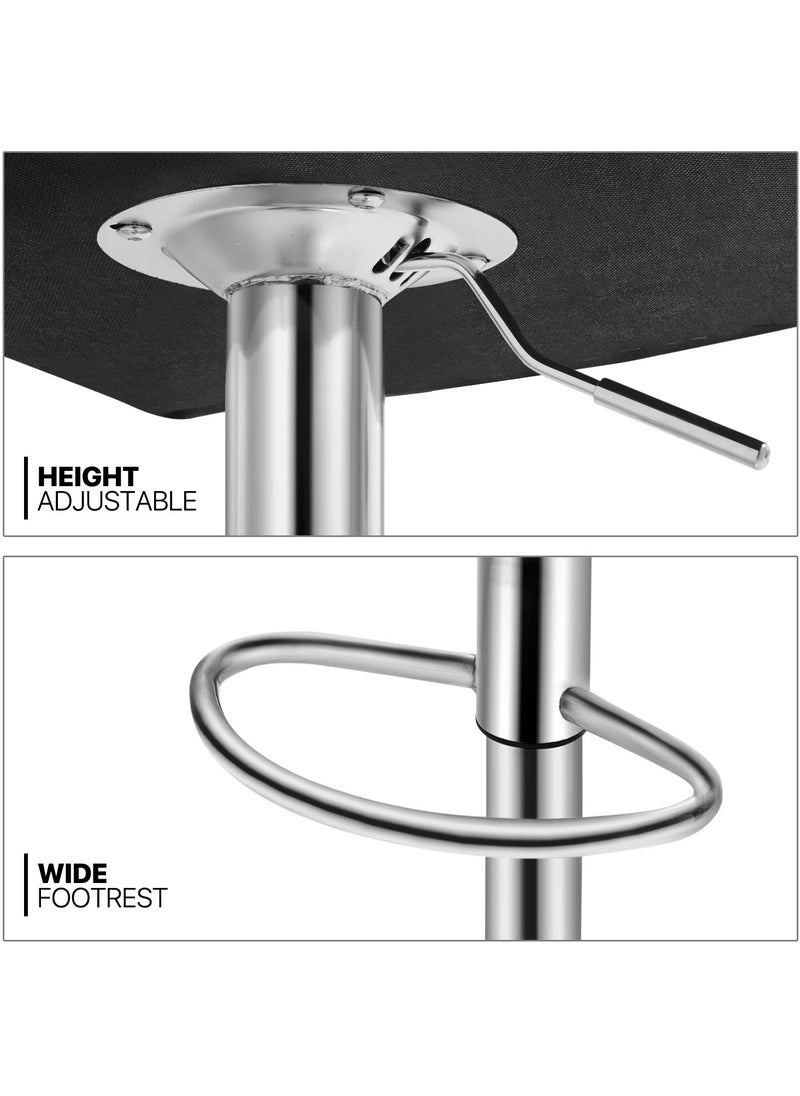 Sabir & Bros Furniture LLC - SBF Height Adjustable Bar Stools | Set of 2 PU Leather Swivel Chairs with Backrest and Footrest | Hydraulic Chrome Base for Kitchen & Dining, Black - Image 1