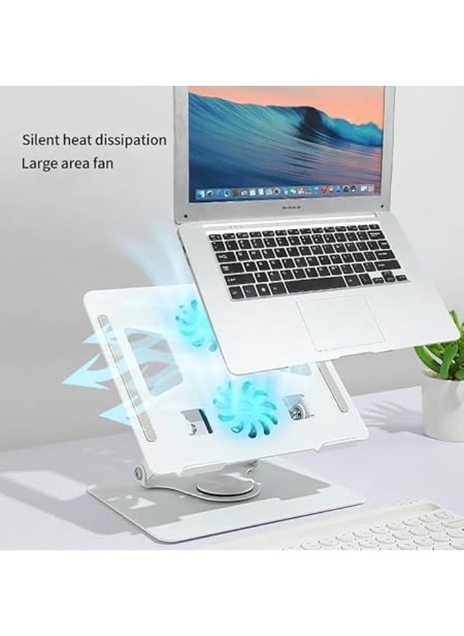 Generic Laptop Cooler with Cell Phone Holder and 360° Rotating Base - Dual Fans, White  - Image 5