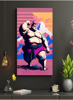 Generic Sumo Fighter Vaporwave Metal Print - Japanese Sumo Art Metal Print Gift Idea - Japan Wall Art Print On Metal  - Image 1