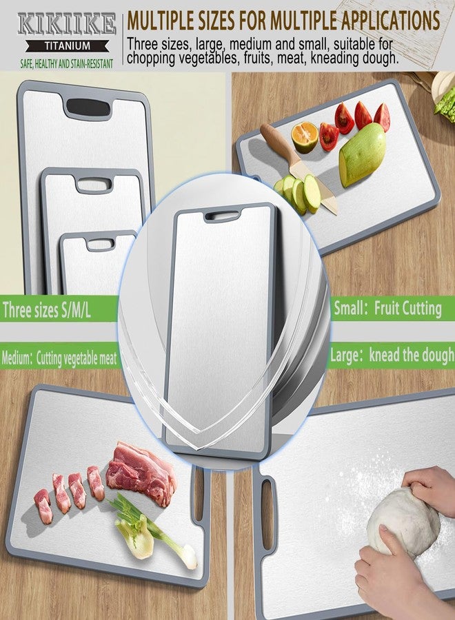 KIKIIKE Titanium Cutting Board Double-sided non-slip silicone edging Pure Titanium Cutting Boards for Kitchen - Double-Sided Food-Grade Chopping Board Non-Stick Durable and easy to clean (Small) - Image 5