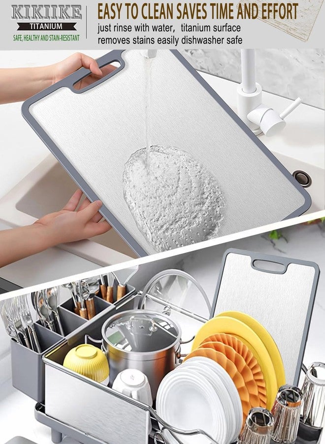 KIKIIKE Titanium Cutting Board Double-sided non-slip silicone edging Pure Titanium Cutting Boards for Kitchen - Double-Sided Food-Grade Chopping Board Non-Stick Durable and easy to clean (Small) - Image 4