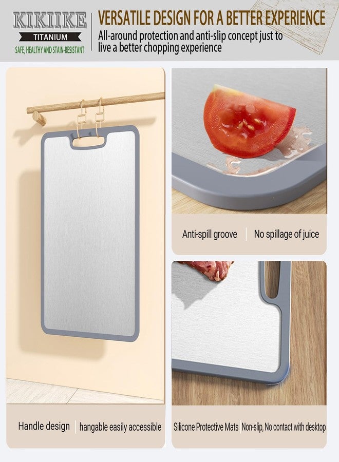 KIKIIKE Titanium Cutting Board Double-sided non-slip silicone edging Pure Titanium Cutting Boards for Kitchen - Double-Sided Food-Grade Chopping Board Non-Stick Durable and easy to clean (Small) - Image 3