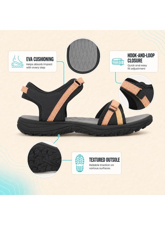Outventure Women’s Kampala 2 W Outdoor Sandals, Lightweight EVA Cushioning, Hook and Loop Closure, Grey Pink - Image 4