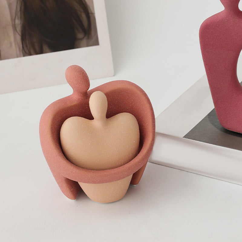 Ceramic Hug Sculpture Statue Home Office Bookshelf Desktop Hug Figurine - Image 2
