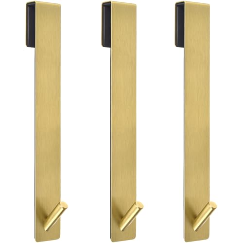 Kontoyo Shower Door Hooks10 InchExtended Over Door Hooks for Bathroom Frameless Glass Shower DoorStainless Steel Towel HooksHeavy Duty Rack Hooks for RobeTowel3 PackGold - Image 1