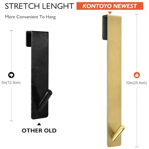 Kontoyo Shower Door Hooks10 InchExtended Over Door Hooks for Bathroom Frameless Glass Shower DoorStainless Steel Towel HooksHeavy Duty Rack Hooks for RobeTowel3 PackGold - Image 3