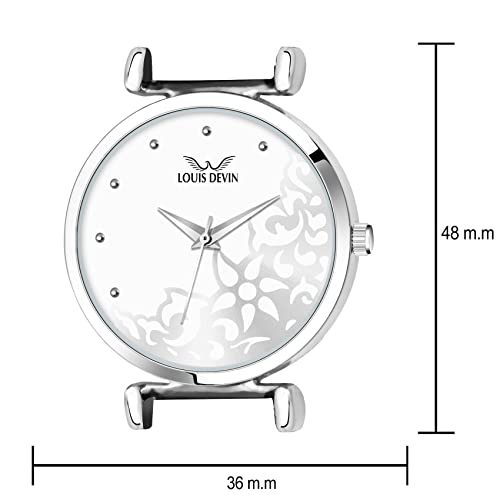 Louis Devin Silver Dial Mesh Steel Chain Analog Wrist Watch for Women | LD-L157-SLV-CH - Image 4