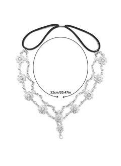DanziX 2 Pieces Wedding Headbands Chain Floral Head Jewelry Hair Pieces Crystal Pearl Head Chains Headpiece Festival Costume Bridal Hair Accessories(Goldsliver)  - Image 4