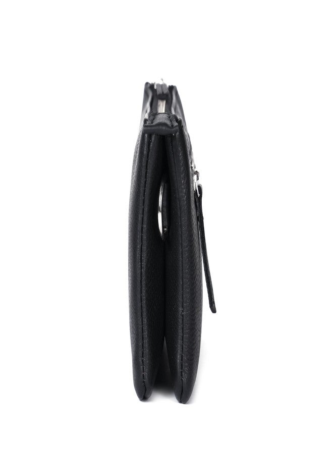 Celtic Premium Black Genuine Leather Sling Clutch with Dual Zip Compartments & Adjustable Strap - Image 3