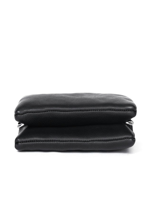 Celtic Premium Black Genuine Leather Sling Clutch with Dual Zip Compartments & Adjustable Strap - Image 4