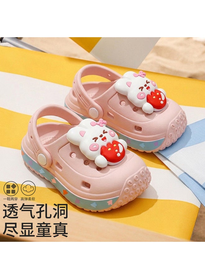 Cartoon Rabbit Children's Closed-toe Slippers, Cute Home Slippers For Kids, Outdoor Sandals For Young Girls, Baby Clogs