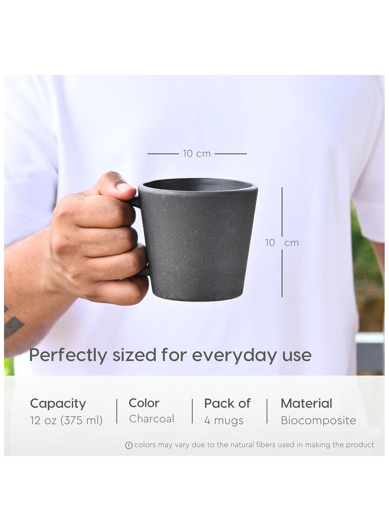 FRENVI Earth-Friendly Majestic Coffee Mug 375 ml| Made with Rice Husk & Bamboo Fibers| Charcoal Black - Image 2