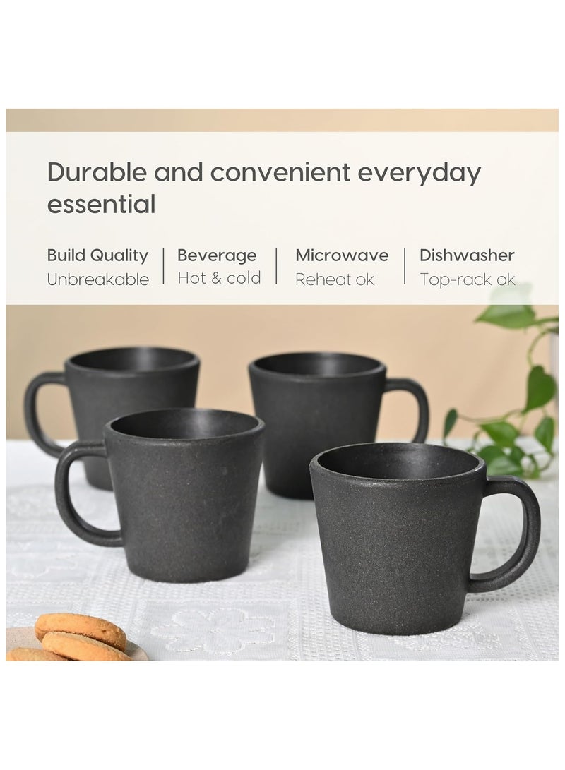 FRENVI Earth-Friendly Majestic Coffee Mug 375 ml| Made with Rice Husk & Bamboo Fibers| Charcoal Black - Image 4