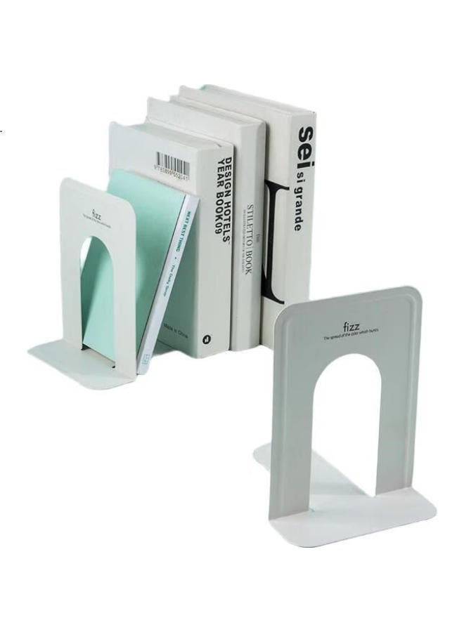 Fizz Fiz 17.8Cm Metal Bookends Storage Rack Book Organizer Desktop Divider Book Support 2 Pieces/Set Office Supplies/Student Stationery White Wz5960 - Image 3