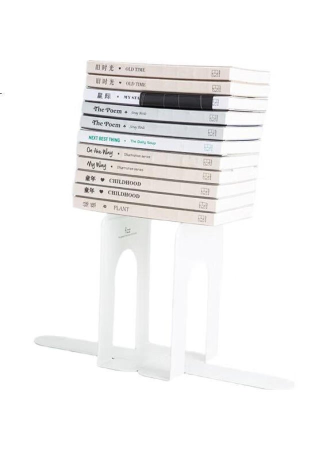 Fizz Fiz 17.8Cm Metal Bookends Storage Rack Book Organizer Desktop Divider Book Support 2 Pieces/Set Office Supplies/Student Stationery White Wz5960 - Image 1