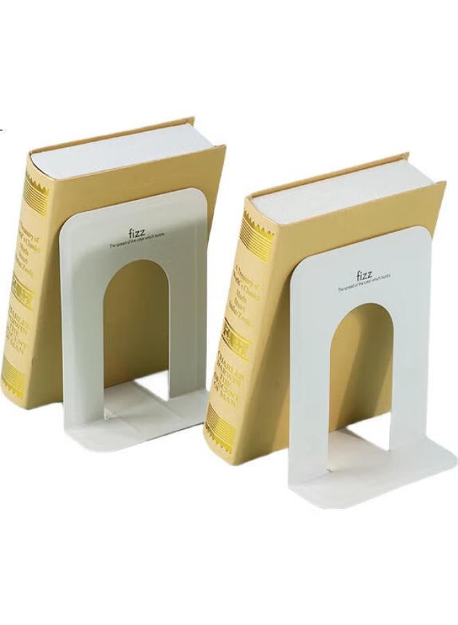 Fizz Fiz 17.8Cm Metal Bookends Storage Rack Book Organizer Desktop Divider Book Support 2 Pieces/Set Office Supplies/Student Stationery White Wz5960 - Image 2