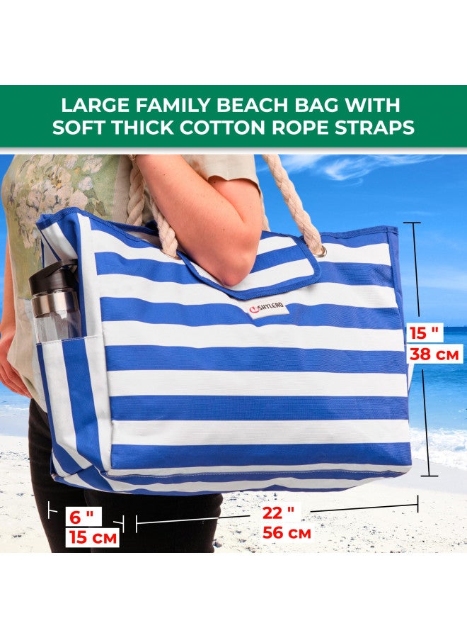 SHYLERO SHYLERO Beach Bag and Pool Bag. Water Repellent. Has Airtight Pouch, Magnetic Snap Closure, Ton of Pockets. Family Size  - Image 1