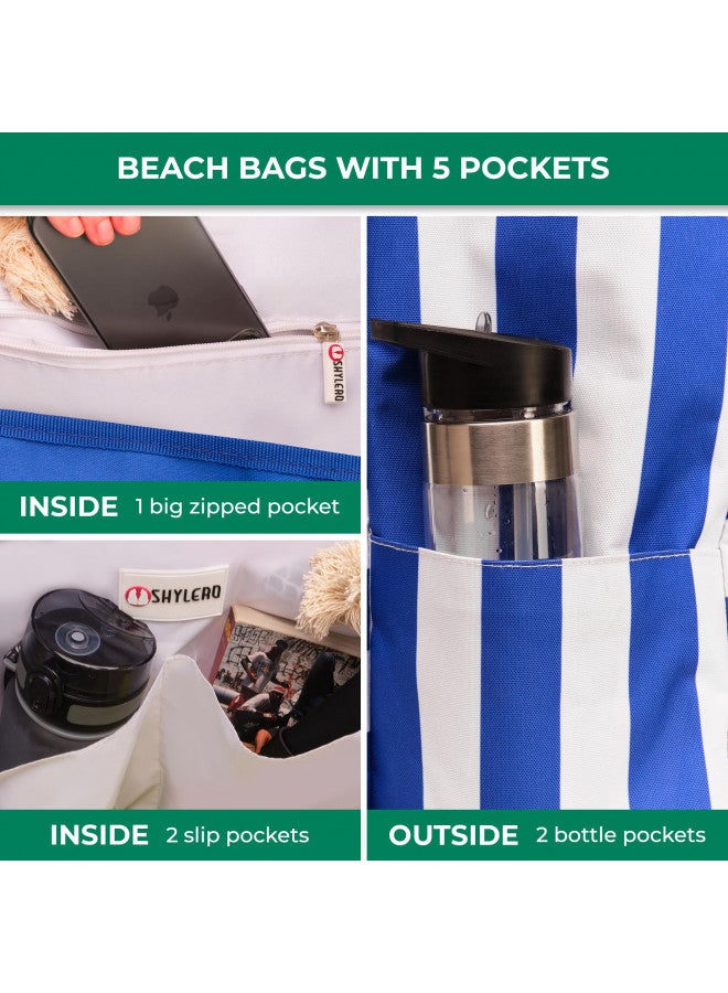 SHYLERO SHYLERO Beach Bag and Pool Bag. Water Repellent. Has Airtight Pouch, Magnetic Snap Closure, Ton of Pockets. Family Size  - Image 3