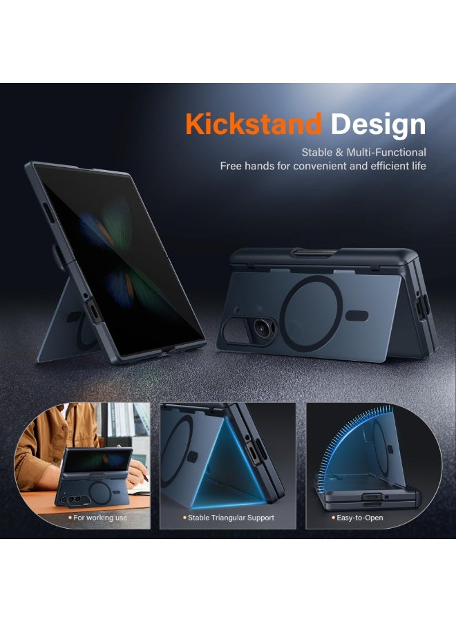 Upgraded for Samsung Galaxy Z Fold 6 Case [Compatible with Magsafe], [Built-in Kickstand & Screen Protector & Hinge Protection] Shockproof Phone Case for Z Fold6 with S Pen Slot, Privacy Black