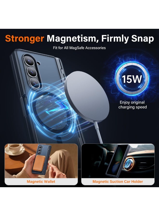 Upgraded for Samsung Galaxy Z Fold 6 Case [Compatible with Magsafe], [Built-in Kickstand & Screen Protector & Hinge Protection] Shockproof Phone Case for Z Fold6 with S Pen Slot, Privacy Black