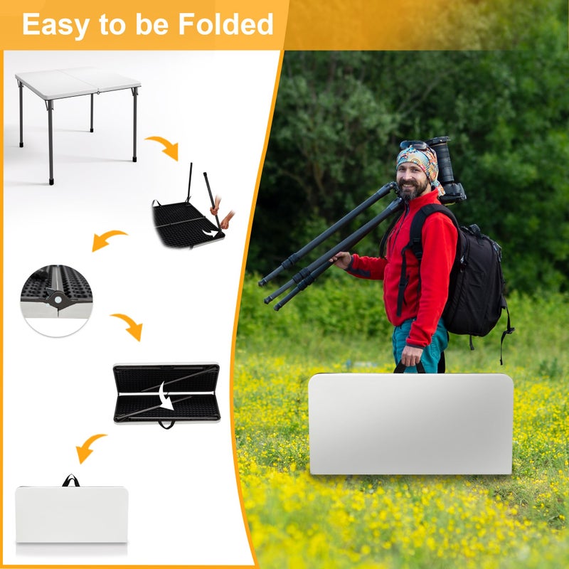 Kasunpul 34" Folding Table, Portable Square Folding Card Table with Collapsible Legs & Carrying Handle, Plastic Tables for Camping,Picnic, Office, Party, White - Image 5
