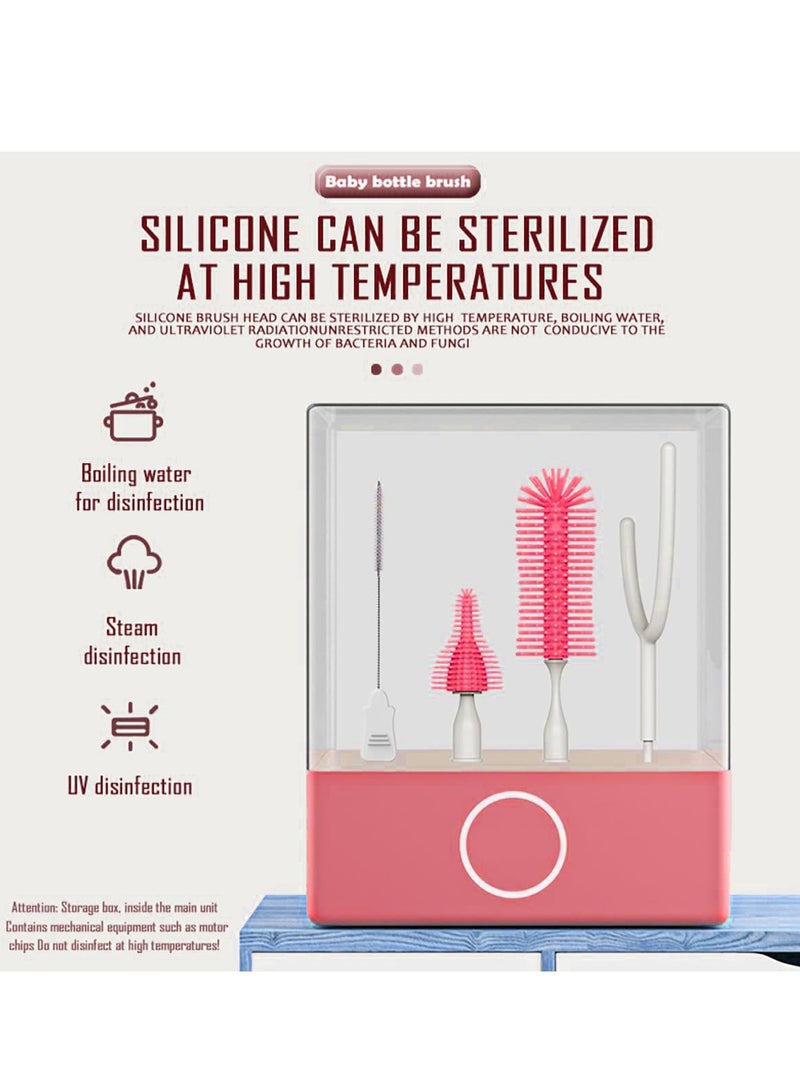 شو وو مجموعة فرشاة زجاجات الأطفال الكهربائية للسفر 5 في 1، منظف زجاجات قابل لإعادة الشحن، رف تجفيف زجاجات محمول، فرشاة حلمة، فرشاة قش، تخزين فرشاة مع تعقيم بالأشعة فوق البنفسجية - Image 5