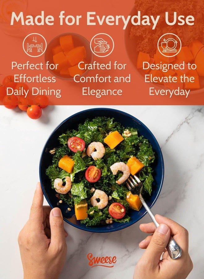 سويز أطباق تقديم المعكرونة من سويز، سعة 30 أونصة، طقم من 6 أطباق بورسلين مقاس 8.4 بوصة لتقديم العشاء والسلطة - آمنة للاستخدام في الميكروويف وغسالة الصحون، ألوان متنوعة - Image 4