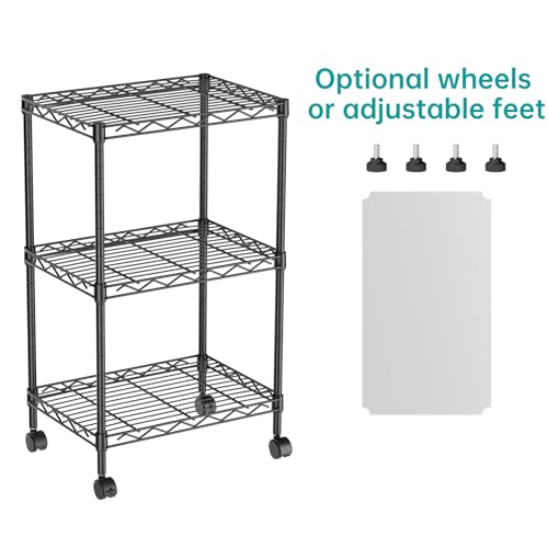 SINGAYE Shelf Closet Wire Shelving：Adjustable Metal Unit for Laundry Room Organization Bathroom Kitchen Home Storage with Wheels Small Pantry Rack Shelves - Image 3