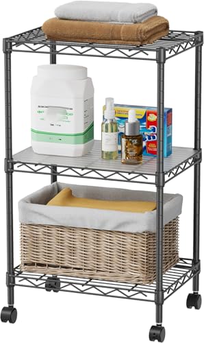 SINGAYE Shelf Closet Wire Shelving：Adjustable Metal Unit for Laundry Room Organization Bathroom Kitchen Home Storage with Wheels Small Pantry Rack Shelves - Image 1