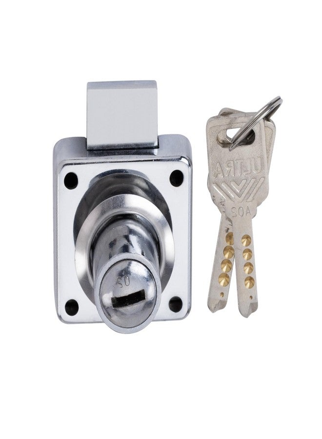Kunal T-rex Multi Drower Lock Cabinet Lock 2 Brass Ultra Keys Size 23mm Finish Chrome Material Zinc(1-Pcs) - Image 1
