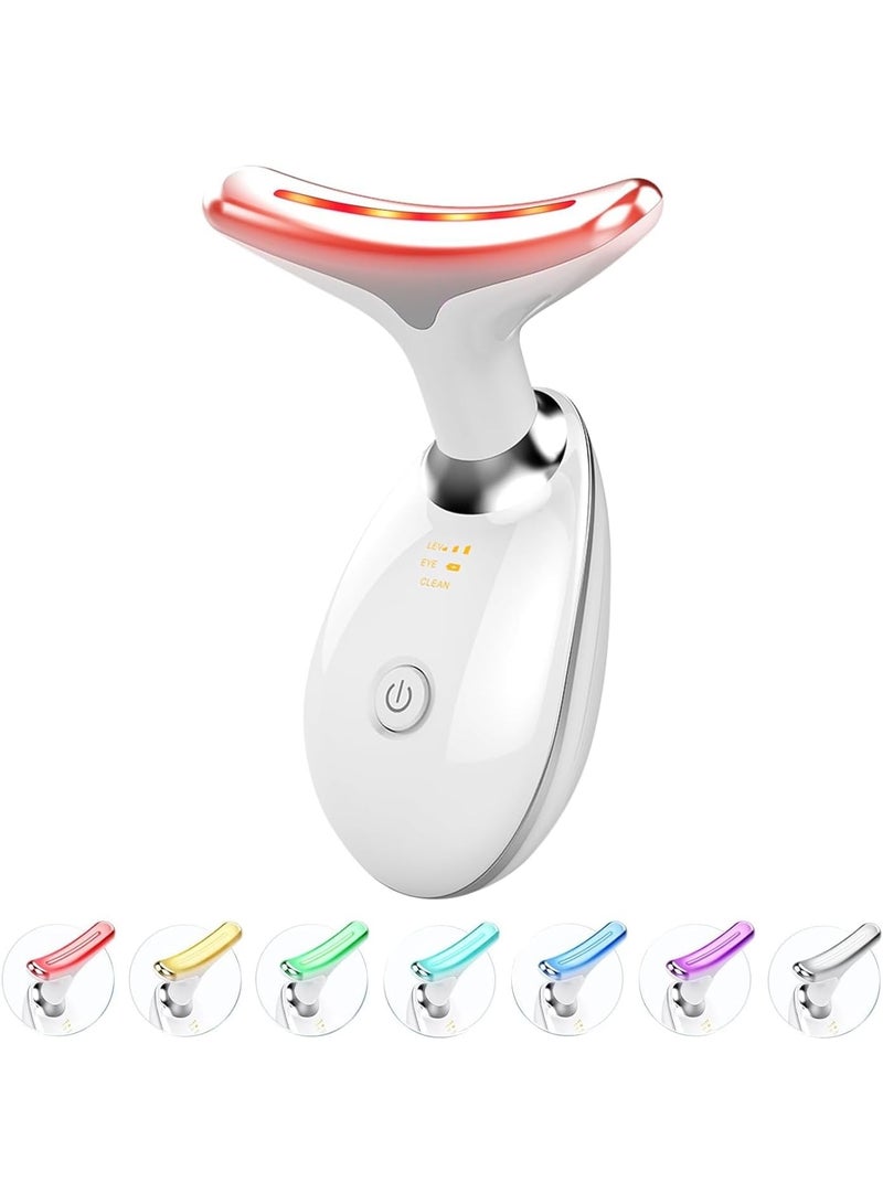 جهاز مساج للوجه والرقبة، أداة لنحت الوجه تعمل بـ 7 ألوان من العلاج بالضوء الأحمر ومناسبة للعناية ببشرة الوجه والرقبة - Image 1