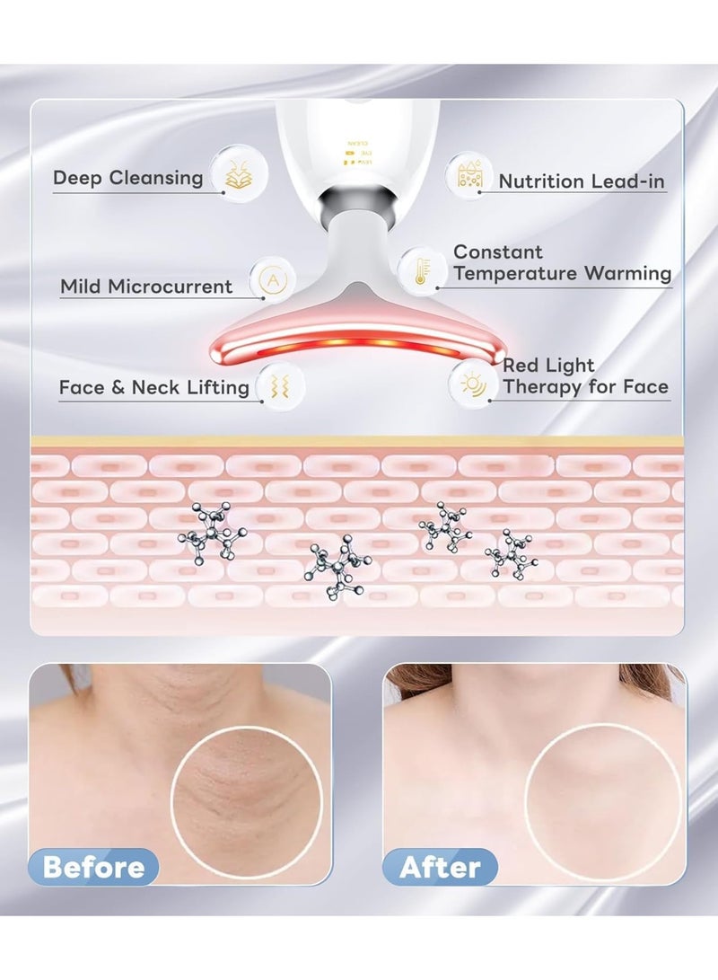 جهاز مساج للوجه والرقبة، أداة لنحت الوجه تعمل بـ 7 ألوان من العلاج بالضوء الأحمر ومناسبة للعناية ببشرة الوجه والرقبة - Image 5