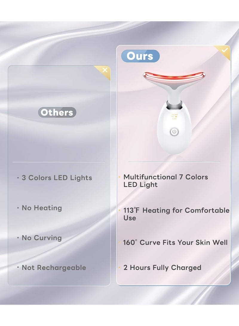 جهاز مساج للوجه والرقبة، أداة لنحت الوجه تعمل بـ 7 ألوان من العلاج بالضوء الأحمر ومناسبة للعناية ببشرة الوجه والرقبة - Image 4