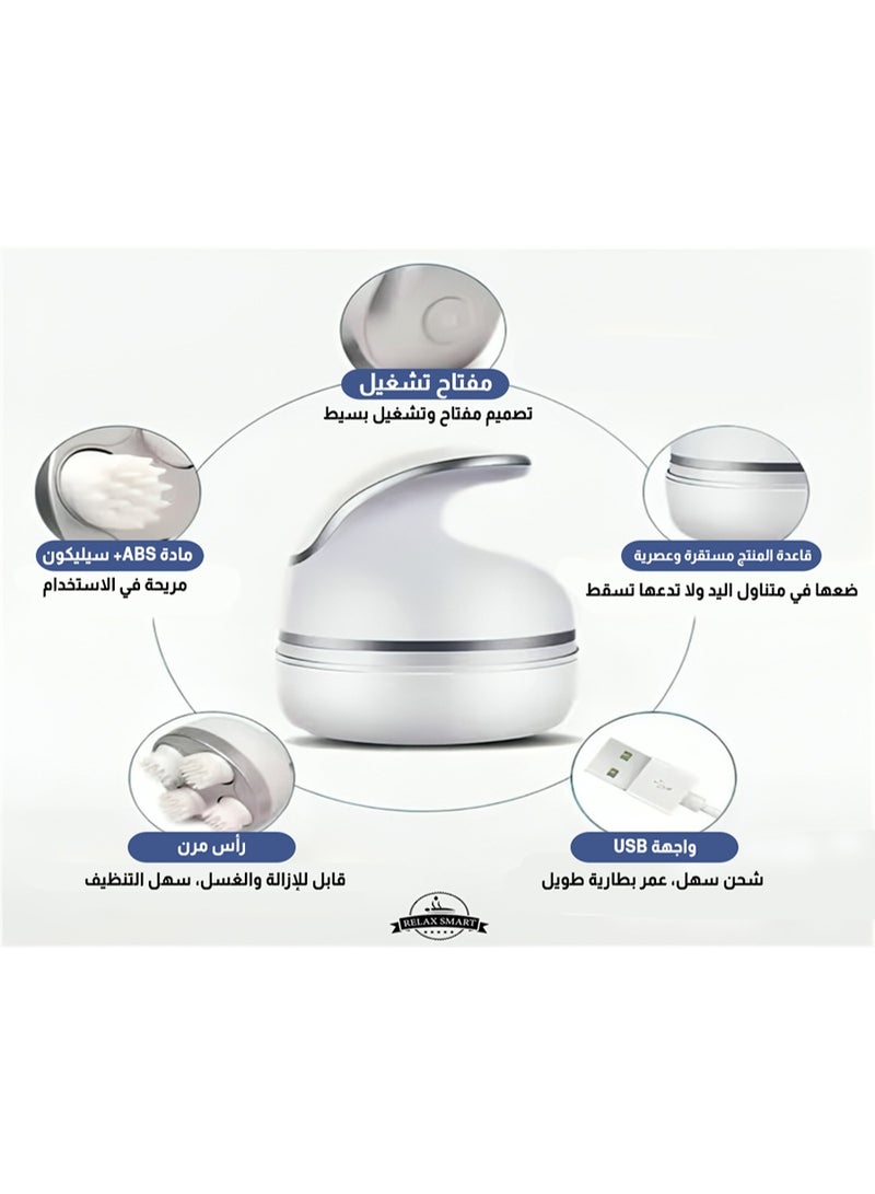 Relax Smart Electric Scalp Massager with Heating – 88 Kneading Nodes for Deep Scalp Cleansing, Stress Relief, and Hair Growth – 3 Speeds, 2 Interchangeable Massage Heads, Portable Handheld Body & Head Massager - Image 3