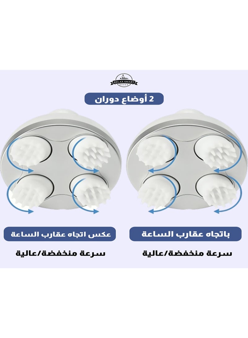 Relax Smart Electric Scalp Massager with Heating – 88 Kneading Nodes for Deep Scalp Cleansing, Stress Relief, and Hair Growth – 3 Speeds, 2 Interchangeable Massage Heads, Portable Handheld Body & Head Massager - Image 4