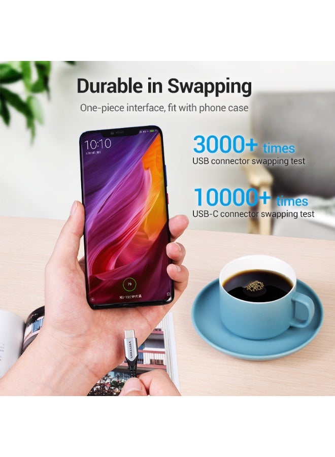 VENTION USB-C to USB 2.0-A Fast Charging Cable 1M Gray Aluminum Alloy Type Model - Image 5