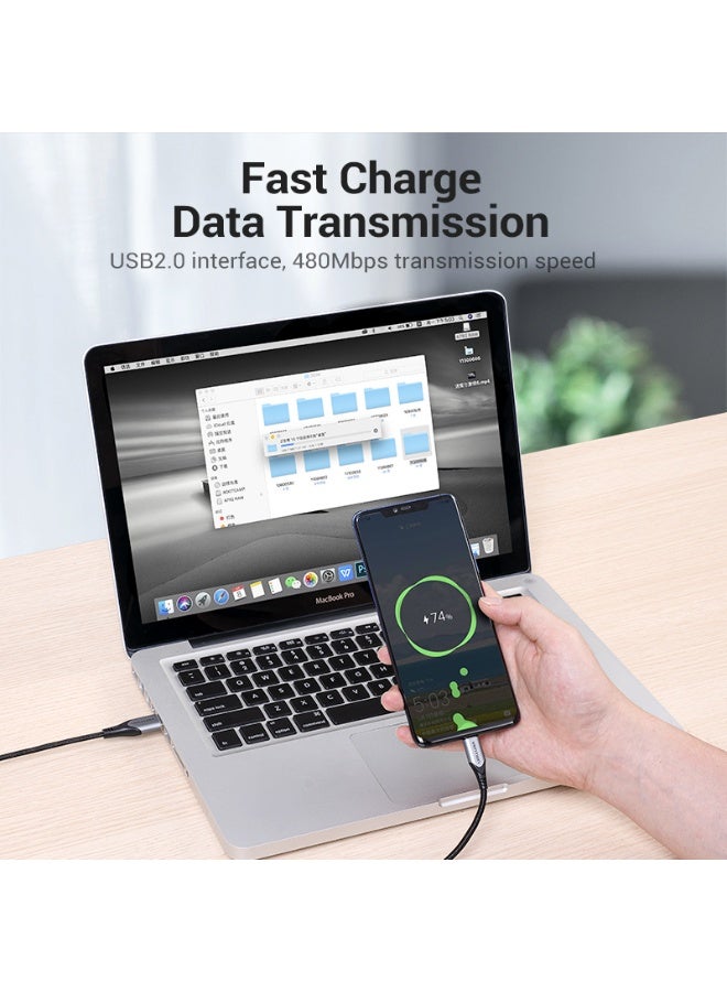 VENTION USB-C to USB 2.0-A Fast Charging Cable 1M Gray Aluminum Alloy Type Model - Image 4